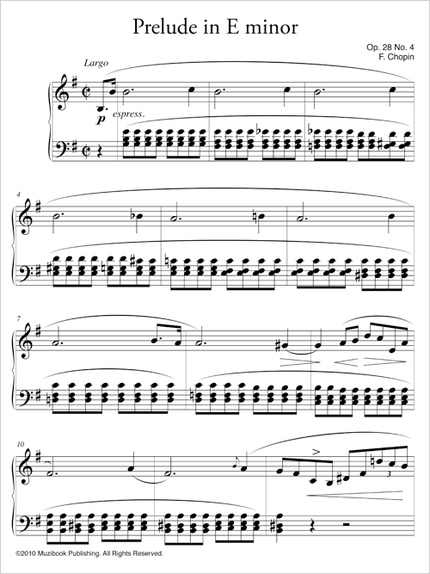 Prelude in E minor Op. 28 No. 4 - Frederic Chopin - Muzibook Publishing