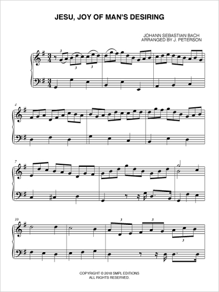 Jesu Joy of Man's Desiring (Easy Piano) - Johann Sebastian Bach - SMPL