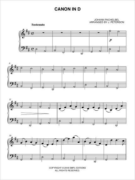 Canon in D (Easy Piano) - Johann Pachelbel - SMPL
