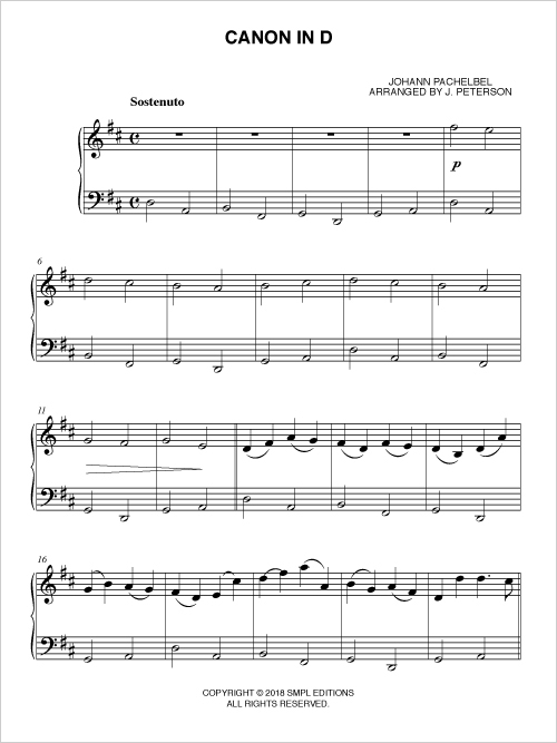 Canon In D Easy Piano Piano Johann Pachelbel Ean13 3700681112739 Sheet Music Place