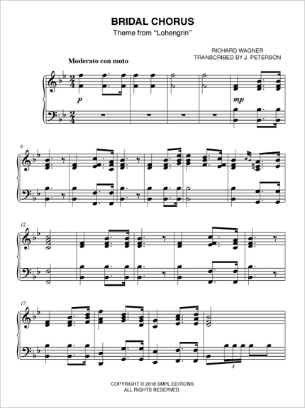 Bridal Chorus Piano Richard Wagner Ean13 3700681112760 Sheet Music Place