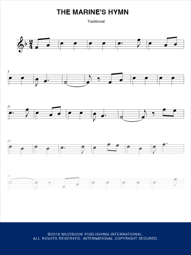 elevato Studioso Persistente marines hymn sheet music Commercio Lo