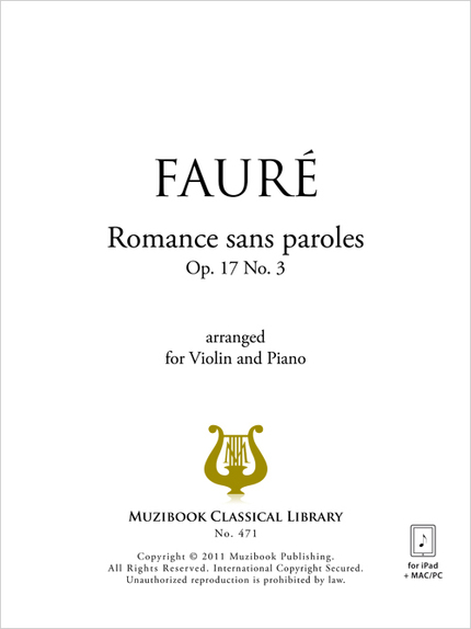 Romance sans paroles Op. 17 No. 3 - Gabriel Fauré - Muzibook Publishing