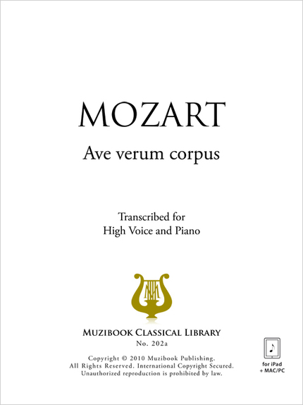 Ave verum corpus - Wolfgang Amadeus Mozart - Muzibook Publishing