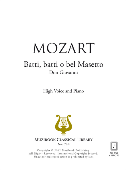 Batti, batti o bel Masetto - Wolfgang Amadeus Mozart - Muzibook Publishing