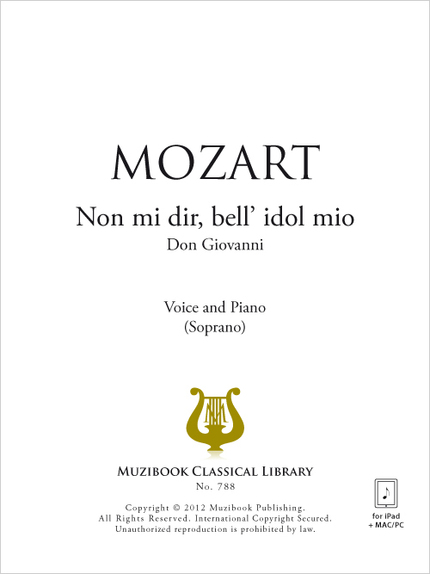 Non mi dir, bell' idol mio - Wolfgang Amadeus Mozart - Muzibook Publishing