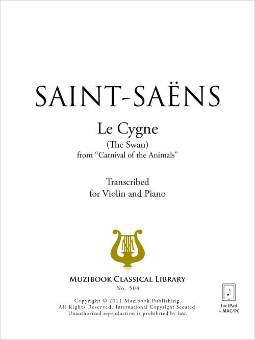 Le Cygne The Swan Violin And Piano Camille Saint Saens Ean13 3700681102228 Sheet Music Place