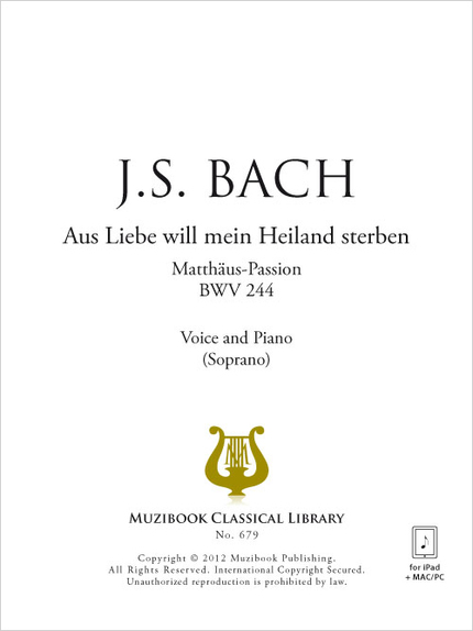 Aus Liebe will mein Heiland sterben - Johann Sebastian Bach - Muzibook Publishing