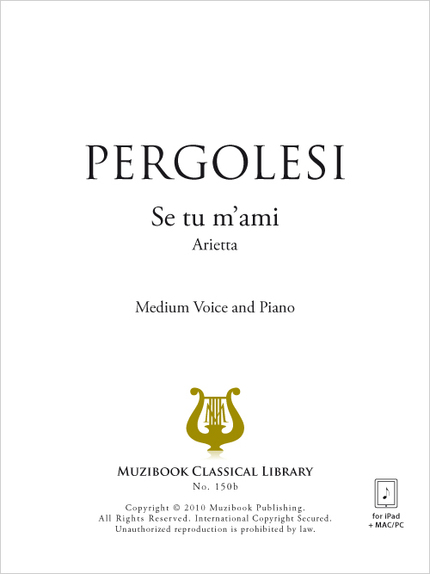 Se tu m'ami - Medium Voice and Piano - Giovanni Battista Pergolesi