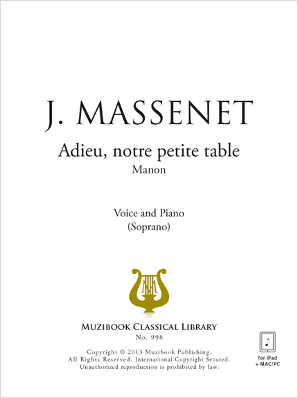 Adieu, notre petite table - Jules Massenet - Muzibook Publishing