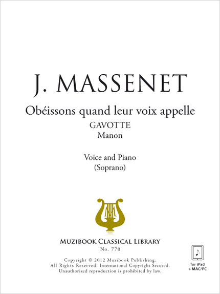 Obéissons quand leur voix appelle - Jules Massenet - Muzibook Publishing