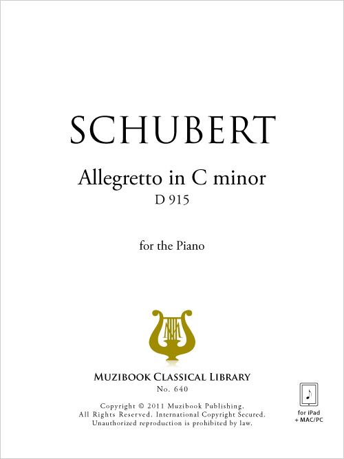 Allegretto in C minor D 915 - Piano - Franz Schubert (EAN13 ...