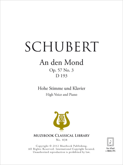 An den Mond Op. 57 No. 3 D 193 - Franz Schubert - Muzibook Publishing