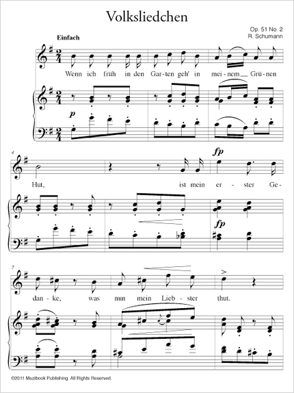 Volksliedchen Op. 51 No. 2 - Robert Schumann - Muzibook Publishing