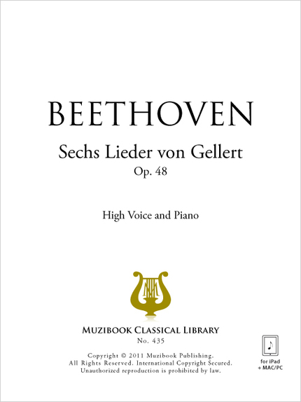 6 Lieder von Gellert Op. 48 - Ludwig Van Beethoven - Muzibook Publishing