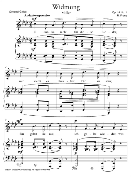 Widmung Op. 14 No. 1 - Robert Franz - Muzibook Publishing