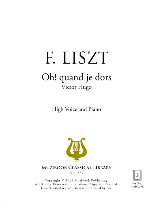 Oh! quand je dors - High Voice and Piano - Franz Liszt