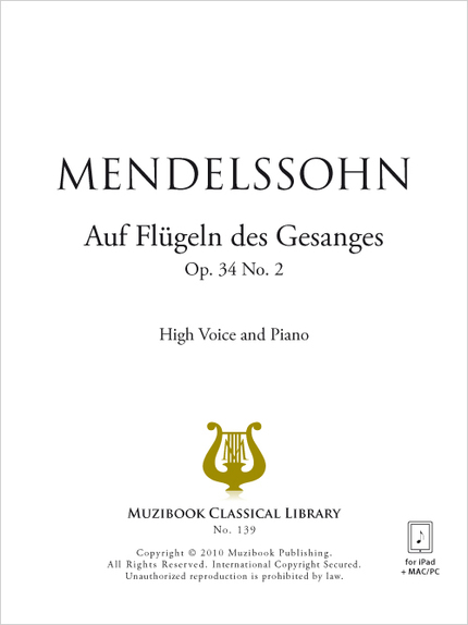 Auf Flügeln des Gesanges Op. 34 No. 2 - Felix Mendelssohn - Muzibook Publishing