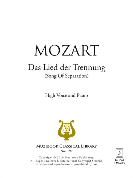 Das Lied der Trennung - Wolfgang Amadeus Mozart - Muzibook Publishing