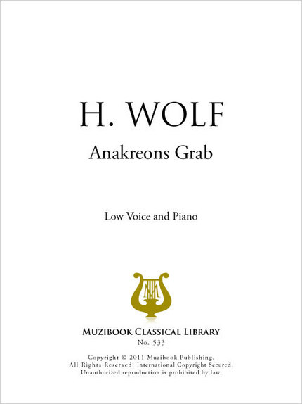 Anakreons Grab - Hugo Wolf - Muzibook Publishing