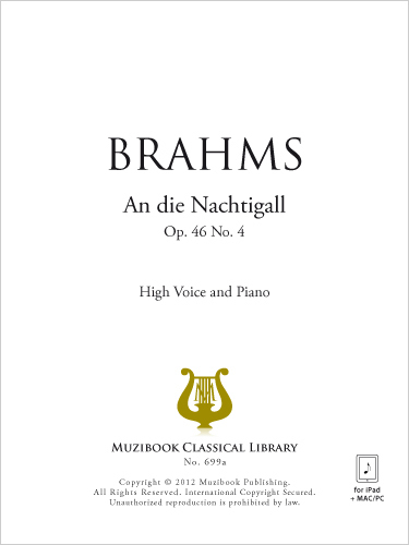 An die Nachtigall - Johannes Brahms - Muzibook Publishing