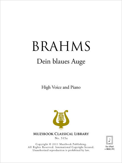 Dein blaues Auge  - Johannes Brahms - Muzibook Publishing