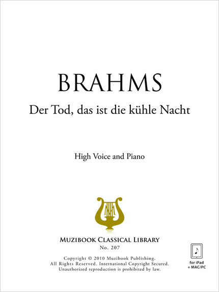 Der Tod, das ist die kühle Nacht - Johannes Brahms - Muzibook Publishing
