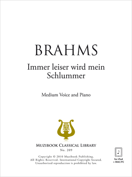 Immer leiser wird mein Schlummer - Johannes Brahms - Muzibook Publishing