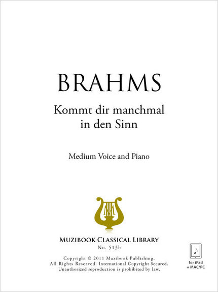 Kommt dir manchmal in den Sinn - Johannes Brahms - Muzibook Publishing