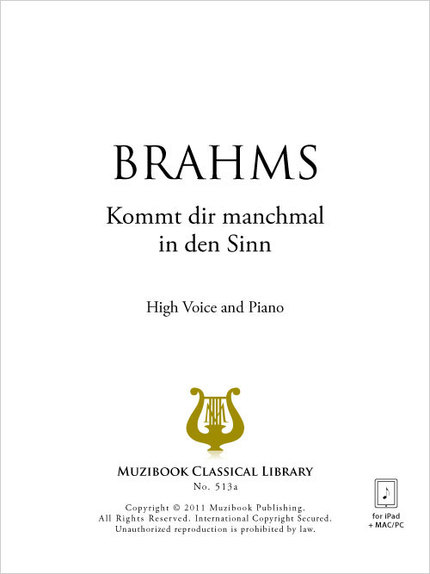 Kommt dir manchmal in den Sinn - Johannes Brahms - Muzibook Publishing