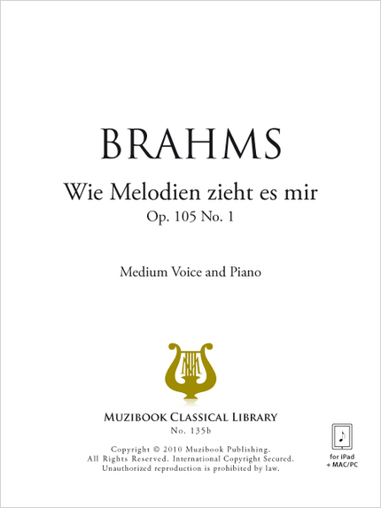 Wie Melodien zieth es mir - Johannes Brahms - Muzibook Publishing