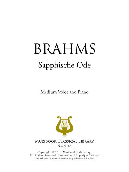 Sapphische Ode - Johannes Brahms - Muzibook Publishing