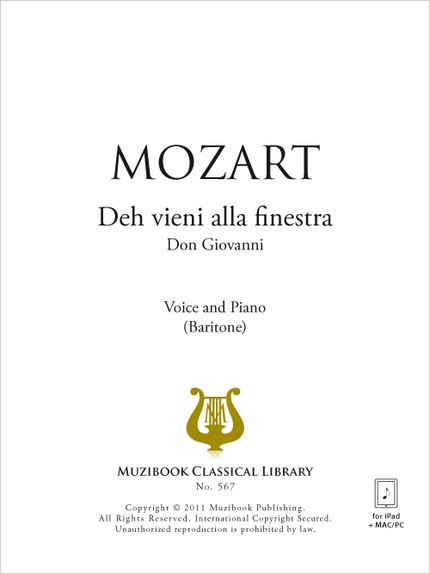 Deh vieni alla finestra - Wolfgang Amadeus Mozart - Muzibook Publishing