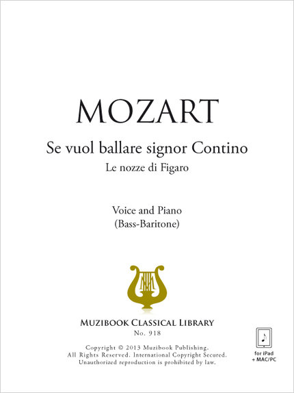 Se vuol ballare signor Contino - Wolfgang Amadeus Mozart - Muzibook Publishing