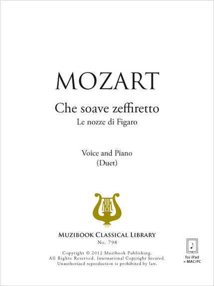 Che soave zeffiretto - Wolfgang Amadeus Mozart - Muzibook Publishing