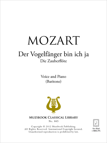 Der Vogelfänger bin ich ja - Wolfgang Amadeus Mozart - Muzibook Publishing