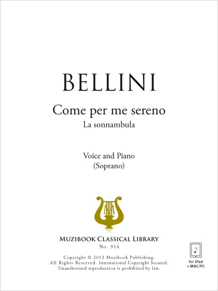 Come per me sereno - Vincenzo Bellini - Muzibook Publishing