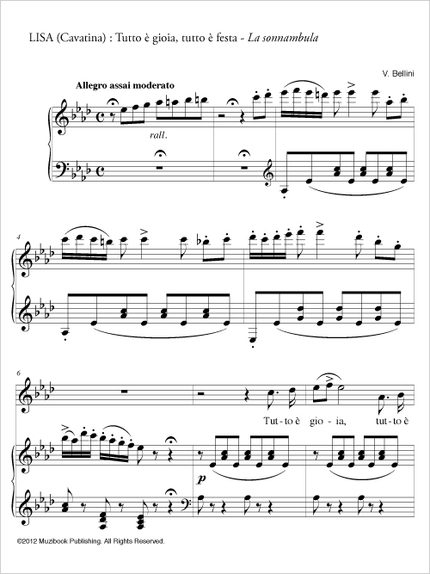 Tutto è gioia, tutto è festa (Cavatina) - Vincenzo Bellini - Muzibook Publishing