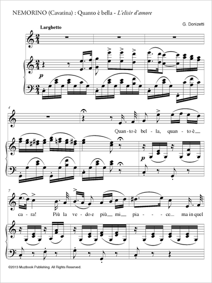Quanto è bella (Cavatina) - Gaetano Donizetti - Muzibook Publishing