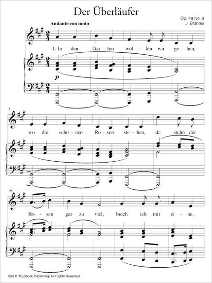 Der Überläufer Op. 48 No. 2 - Johannes Brahms - Muzibook Publishing
