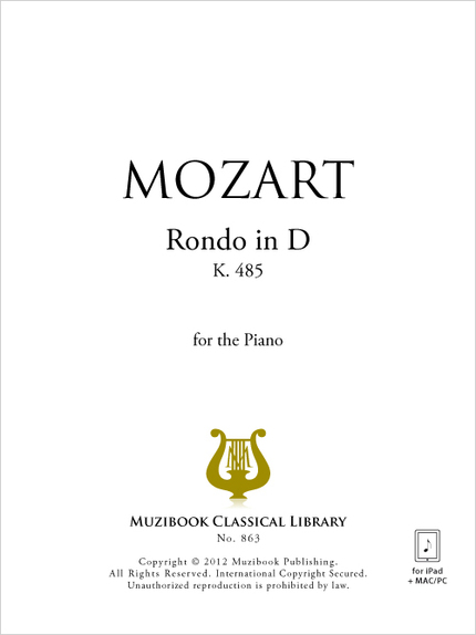 Rondo in D K 485 - Wolfgang Amadeus Mozart - Muzibook Publishing