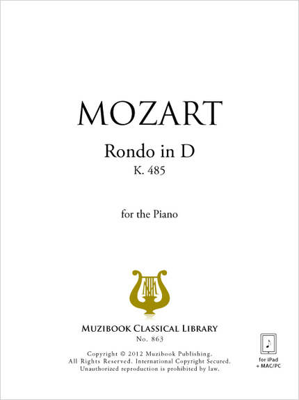 Rondo in D K 485 - Wolfgang Amadeus Mozart - Muzibook Publishing