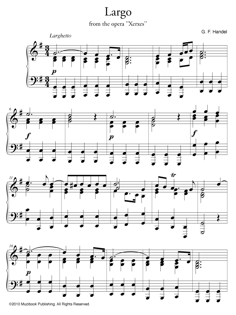 Largo Piano Friedrich Handel (EAN13 9786000014490) Sheet