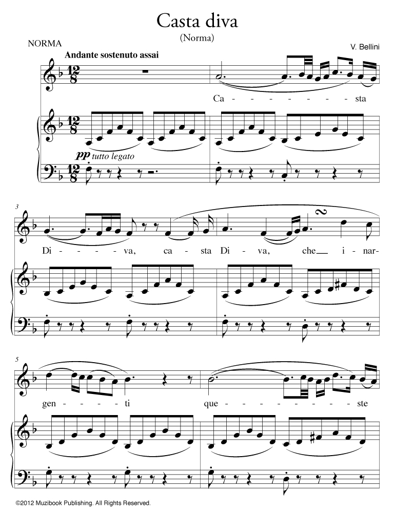 Casta diva - and Piano - Vincenzo Bellini (EAN13 : 3700681104161) | Sheet