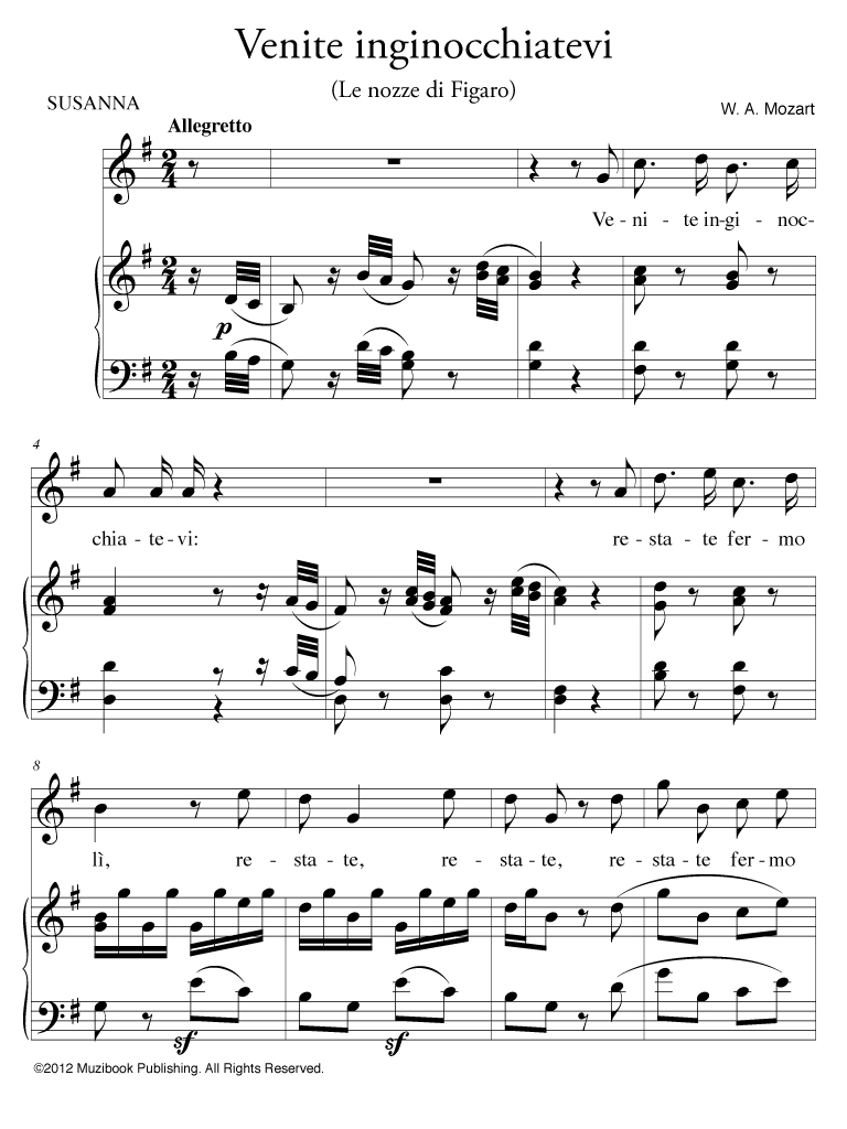 Venite Inginocchiatevi Voice And Piano Wolfgang Amadeus Mozart Ean13 3700681105120 Sheet Music Place