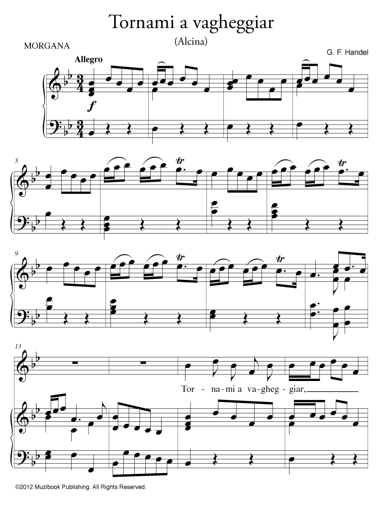 Tornami A Vagheggiar Voice And Piano Georg Friedrich Handel Ean13 3700681103720 Sheet Music Place