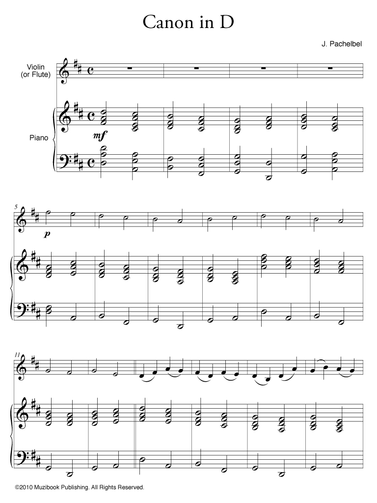 Canon in D Violin and Piano - Johann Pachelbel (EAN13 : 3700681113064) | Sheet Music Place