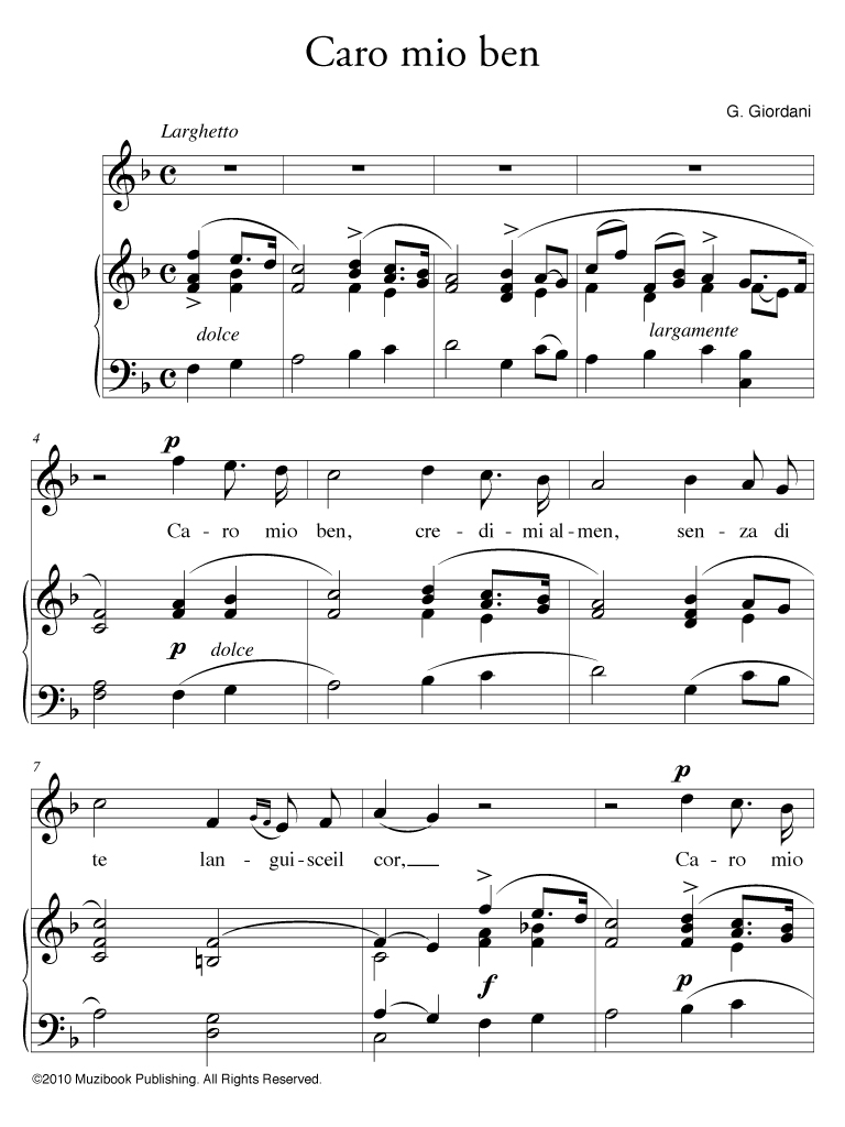 Caro mio ben (6 Keys Edition™) Voice and Piano Giuseppe Giordani